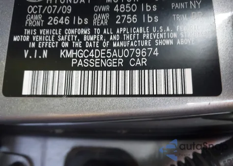 2010 Hyundai Genesis 3.8 z USA, uszkodzony, nr VIN KMHGC4DE5AU079674